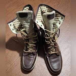 Sperry Women's Brown Leather Boots with Plaid Lining
